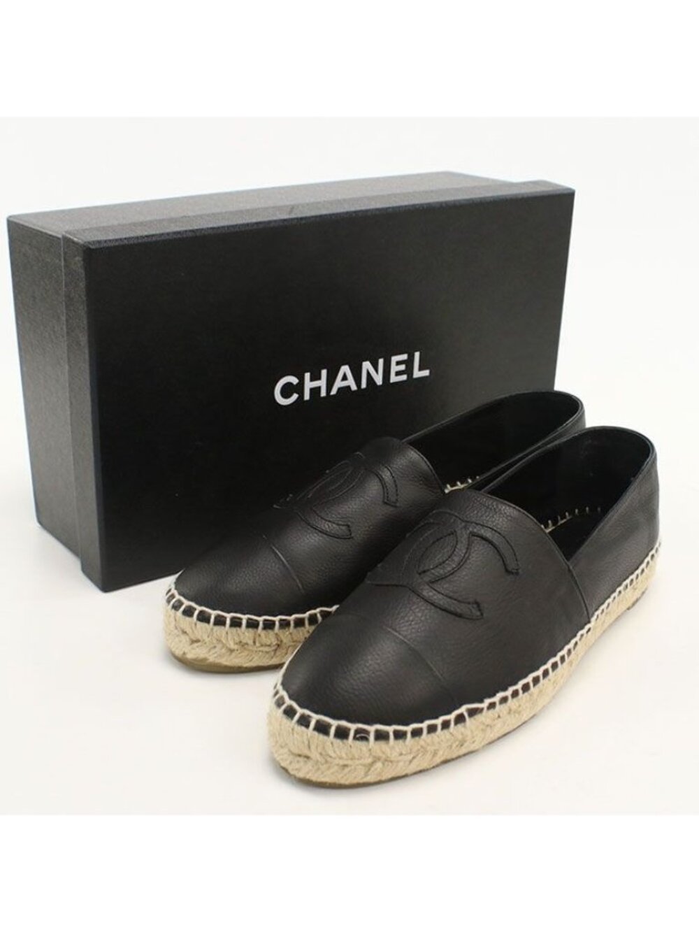Chanel Espadrilles CC Logo Shoes Leather